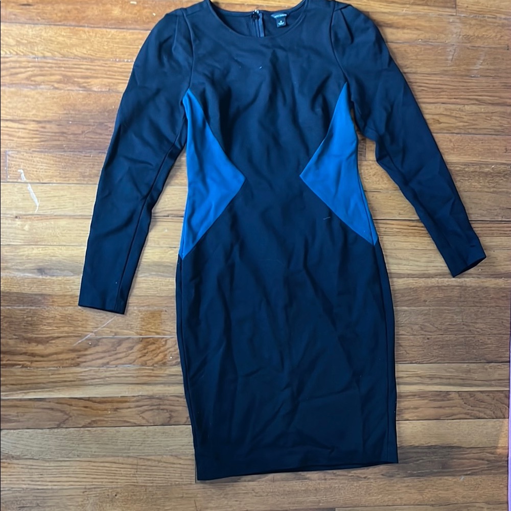 Ann Taylor Black and Teal Long Sleeve Cocktail Dress. Size 0